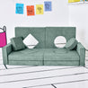 Comfy Couch configuration of the Yourigami Kids Play Fort in green-meadows color